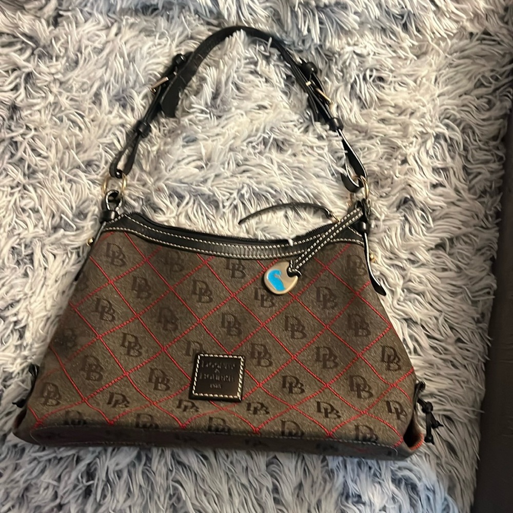 Vintage Dooney & Bourke Signature Monogram canvas Hobo